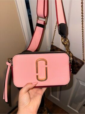 Marc Jacobs Pink Leather Crossbody Camera Bag with Gold Hardware